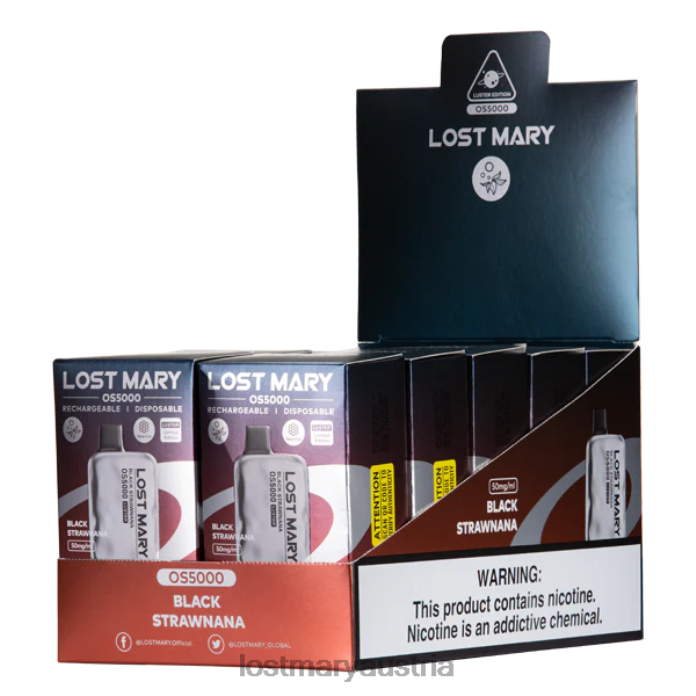 Lost Mary OS5000 Glanz schwarzes Strawnana- Lost Mary Vape 24NB11