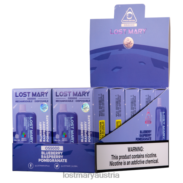 Verlorene Mary OS5000 Blaubeer-Himbeer-Granatapfel- Lost Mary Vape Geschmack 24NB83