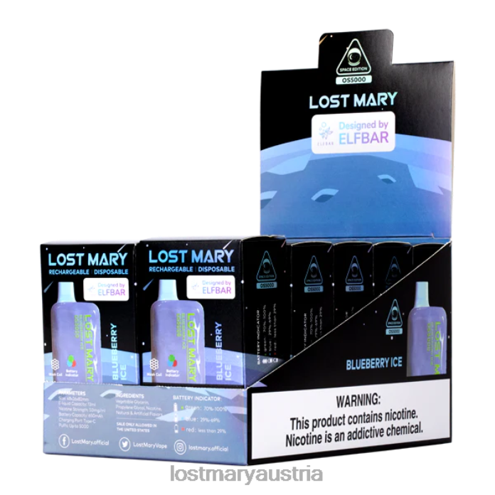Verlorene Mary OS5000 Blaubeereis- Lost Mary Vape ZÃ¼ge 24NB16