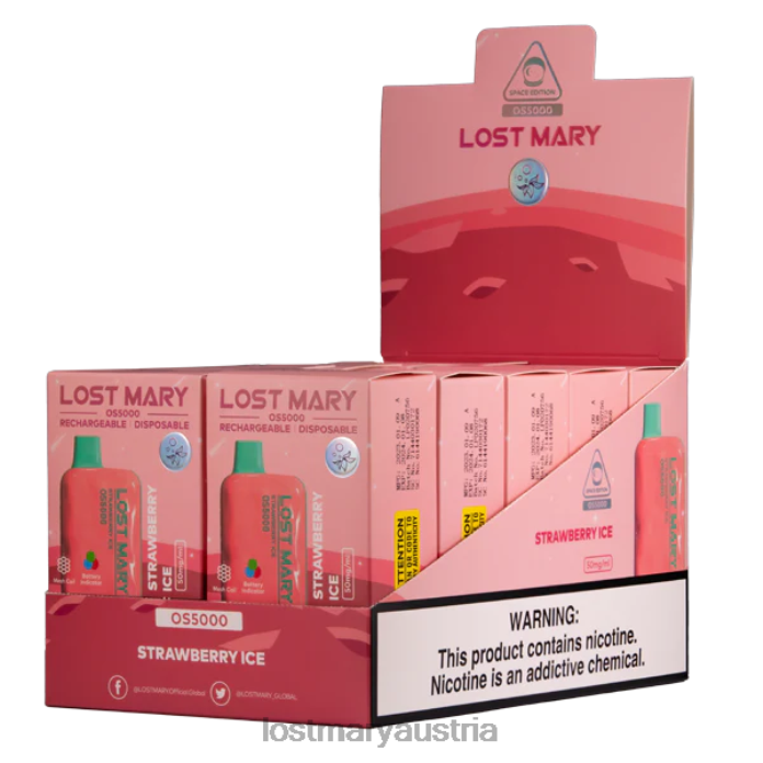Verlorene Mary OS5000 Erdbeereis- Lost Mary Vape Sorten 24NB67