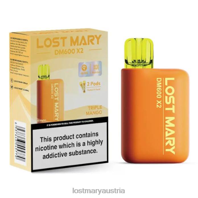 Lost Mary DM600 x2 Einweg-Vaporizer dreifache Mango- Lost Mary Geschmack 24NB199