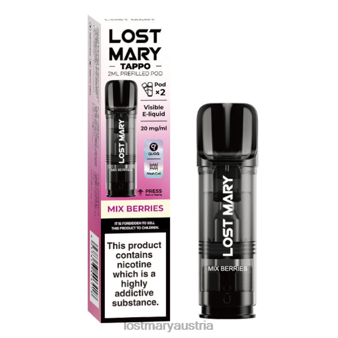 Lost Mary Tappo vorgefüllte Kapseln – 20 mg – 2 Stück Beeren mischen- Lost Mary Vape Geschmack 24NB183