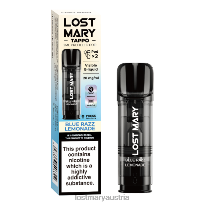 Lost Mary Tappo vorgefüllte Kapseln – 20 mg – 2 Stück Blue Razz Limonade- Lost Mary Vape 24NB181