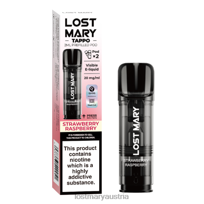 Lost Mary Tappo vorgefüllte Kapseln – 20 mg – 2 Stück Erdbeer-Himbeere- Lost Mary Kaufen Osterreich 24NB178