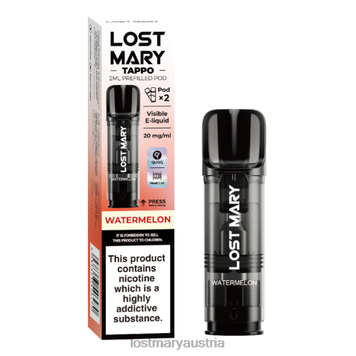 Lost Mary Tappo vorgefüllte Kapseln – 20 mg – 2 Stück Wassermelone- Lost Mary Vape Sorten 24NB177